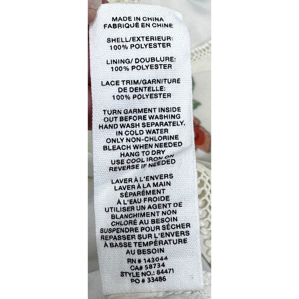 Avec Les Filles Floral Lace Trim Long Sleeve Boho Dress Size 4 - Picture 13 of 13